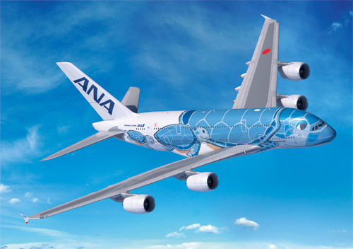 NH20142 1:200 A380 JA381A FLYING HONU ANAブルー 完成品（WiFi