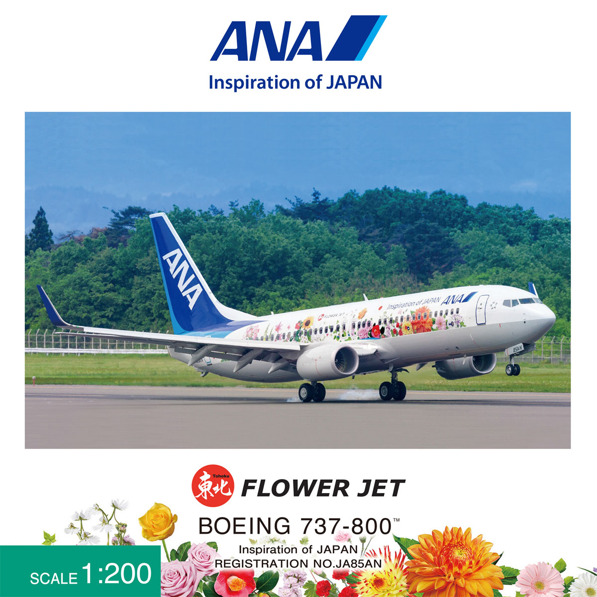 NH20148 1:200 BOEING 737-800 JA85AN 東北FLOWER JET ABS樹脂完成品