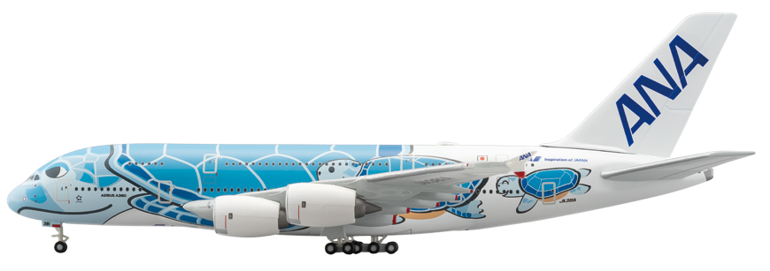 NH40099 1:400 A380 JA381A FLYING HONU ANAブルー ダイキャストモデル 
