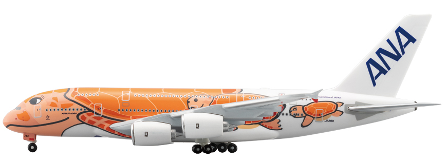 1:500 A380 JA383A サンセットオレンジ (WiFiレドーム・ギアつき）ABS 